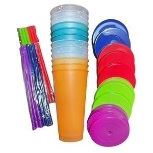 Manna Color Changing Confetti Plastic Tumblers, Set of 12